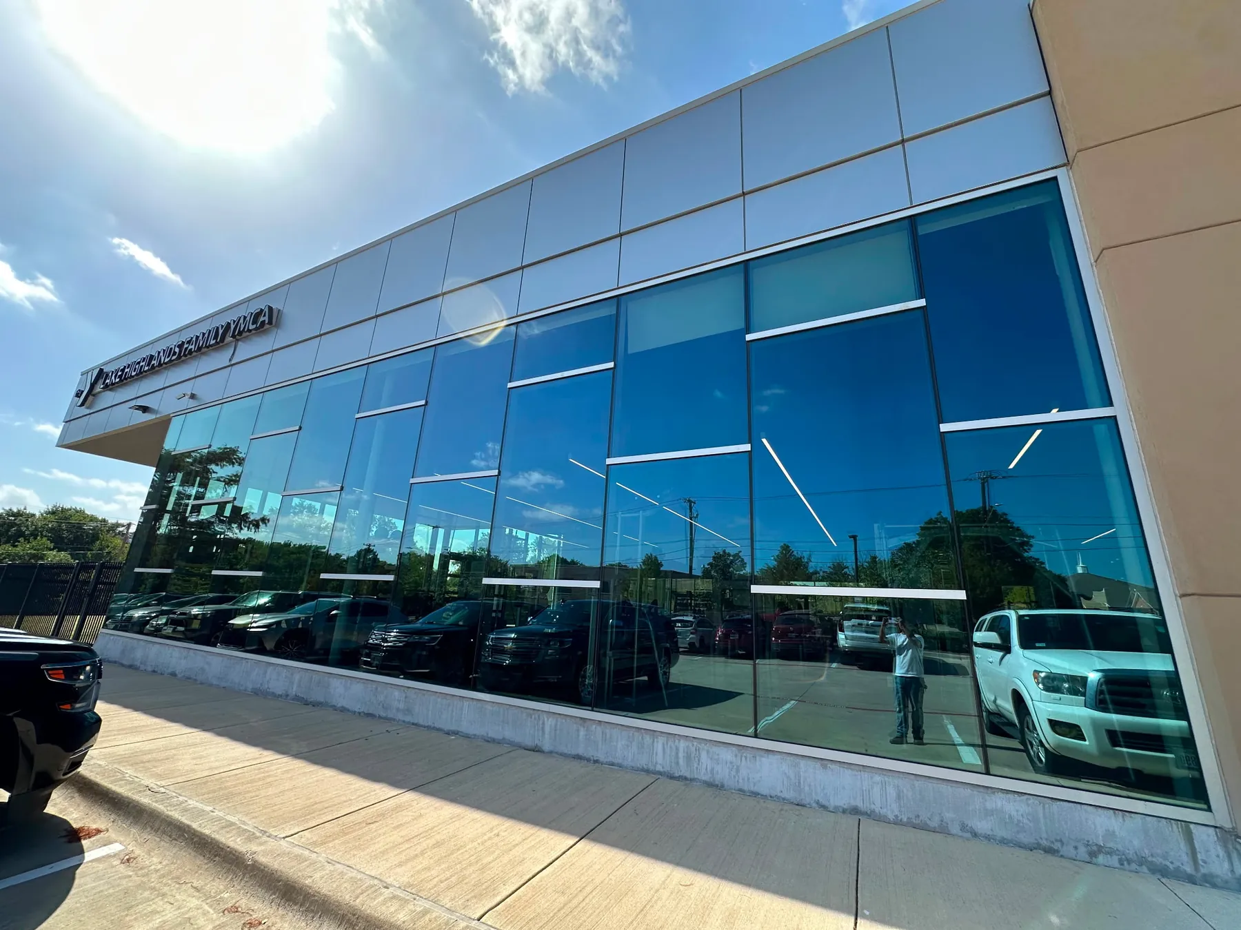 Brite-Way technicians working on a commercial window-cleaning project